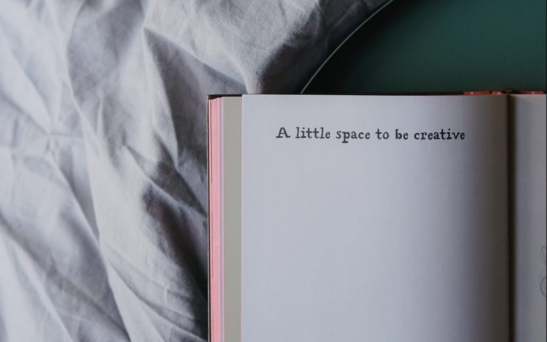 story journal that reads: a little space to be creative