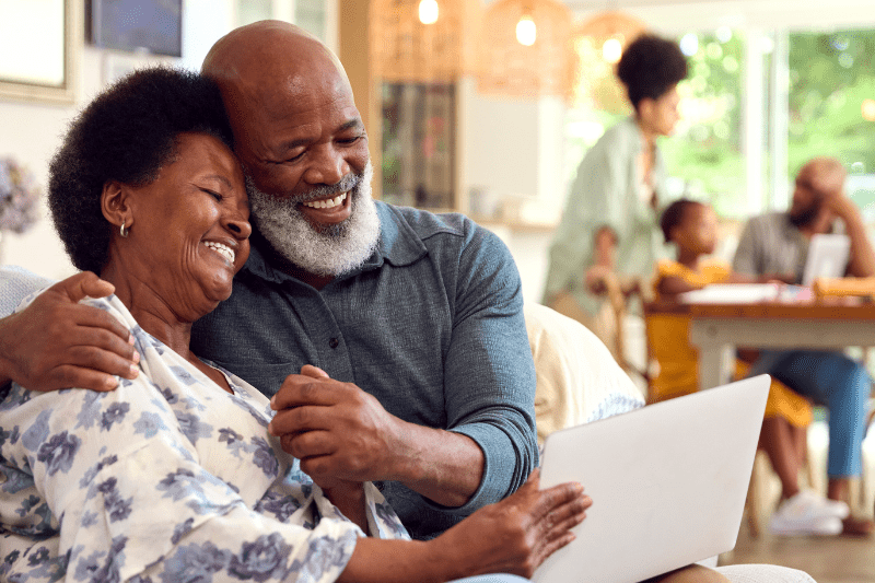 black couple smiling