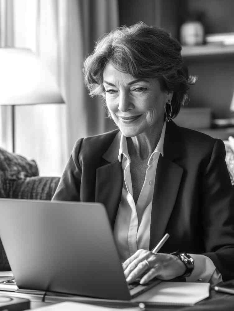 woman typing her life story on a computer