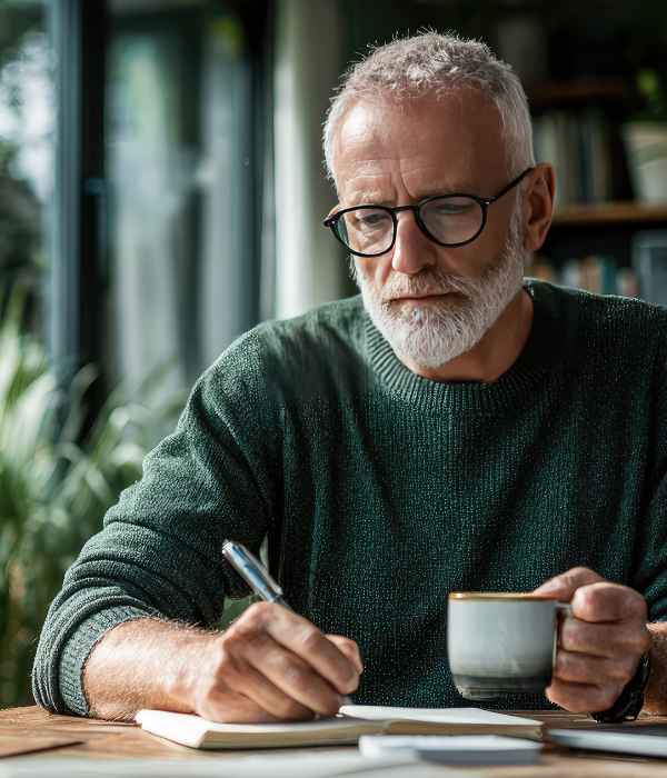 a man writing his life story
